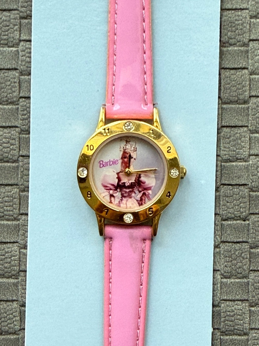 Barbie Pink Strap Watch with Gold-Tone Crystal Bezel